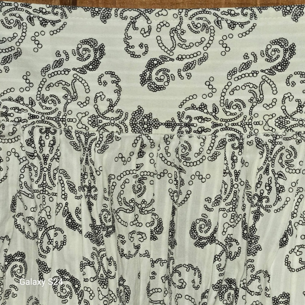Ann Taylor LOFT Womens White Black Damask Cotton Pleated A-Line Skirt Size 6